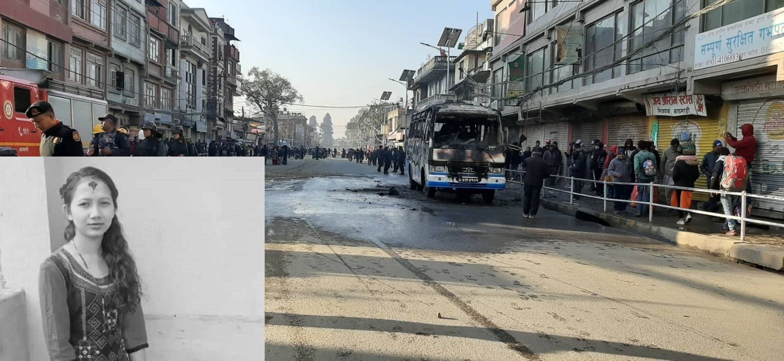 बसको ठक्करबाट विद्यार्थीको मृत्यु, बसमा आगजनी
