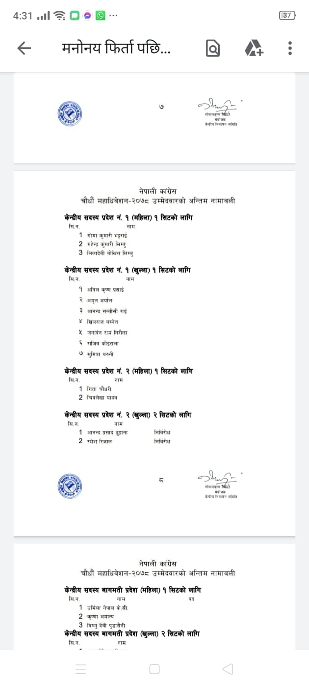 कांग्रेस उम्मेदवारहरुको अन्तिम नामावली सूचिमा निर्वाचन समितिको यस्तो त्रुटि भेटियो