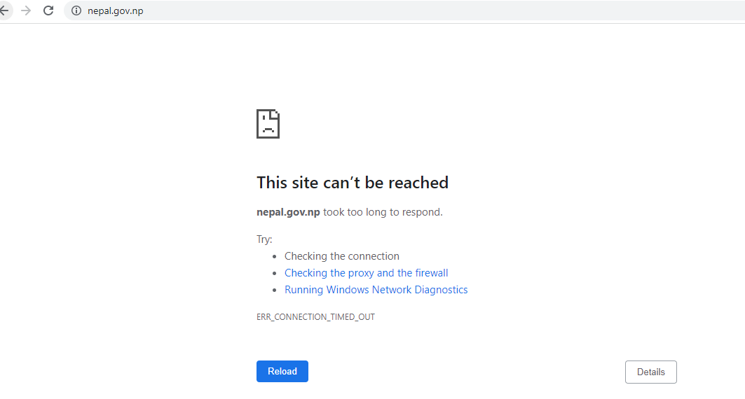नेपाल सरकारका वेभसाइटहरु बन्द!